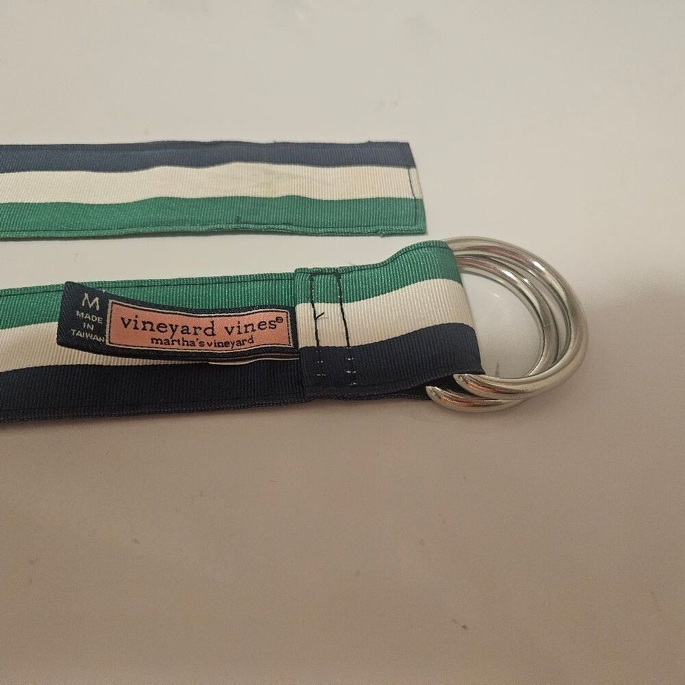 VINEYARD VINES Martha's Vineyard D-Ring Navy White Green Stripe | SZ M - Picture 6 of 8